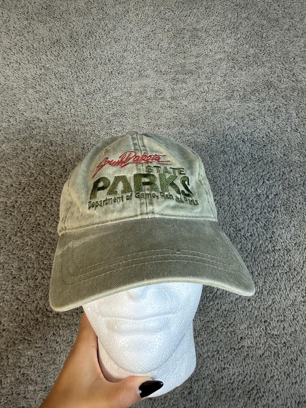 Pacific Headwear Hat Cap Strap Back Mens One Size Green Parks Embroidered
